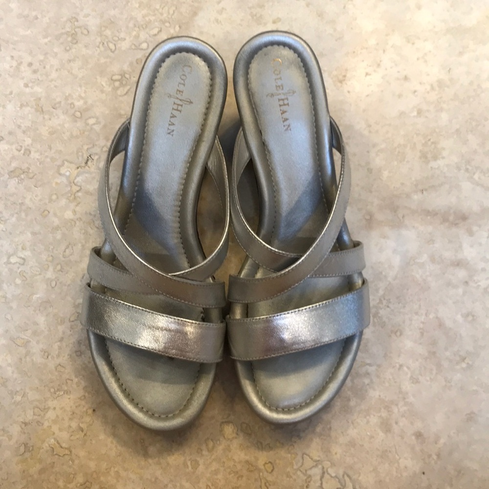 Cole Haan silver wedge sandal
